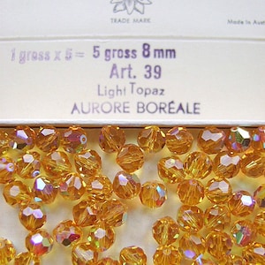 ヴィンテージビーズ スワロフスキー レアカラー 8mm ライトトパーズ AB 旧品 39 2-20個