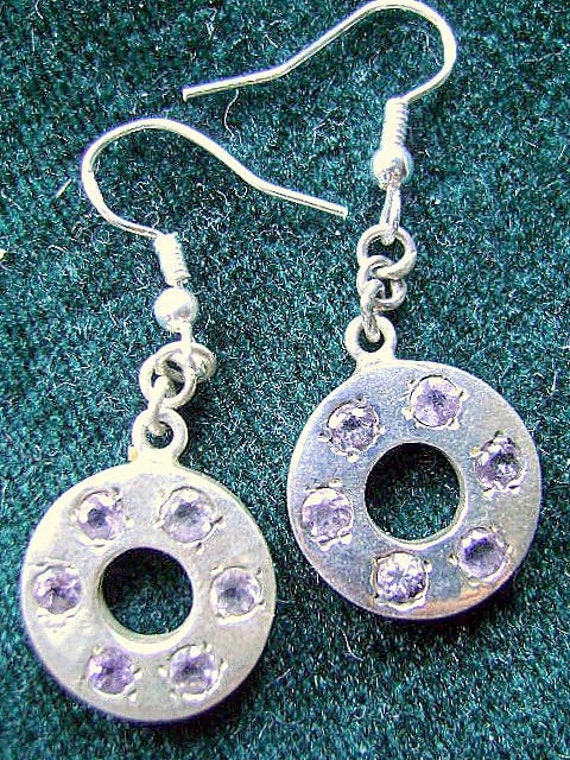 EARRINGS AMETHYST STERLING Silver Sale French Ear 