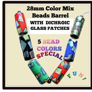 Cuentas de 28 mm, barril de mezcla de colores, parche metálico AB, 5 colores