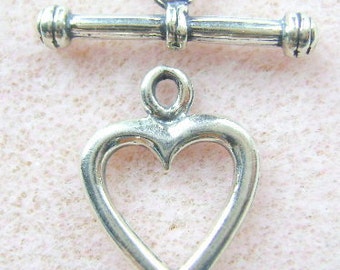 Toggle CLASP HEART Sterling Silver Finding Necklace Ring Bar #24-H-36