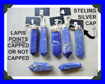 LAPIS Lazuli POINTS Chakra CAPPED Uncapped Sterling Silver Quality Blue Pyrite Wire Wrap