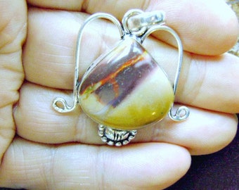 MOOKAITE STERLING Silver Pendant Australia Gemstone Ornate