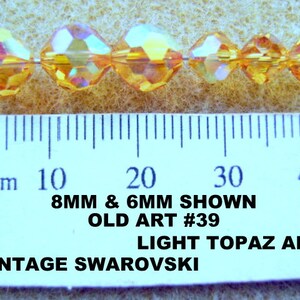 Vintage Beads Swarovski Rare Color 6mm LIGHT TOPAZ AB Old Article #39 12 Pieces