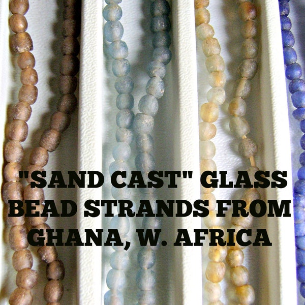 RECYCLED BOTTLE GLASS Necklaces 7-8mm 24 Inch Necklaces. Sand Cast