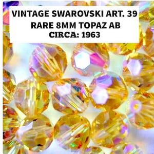 8mm Beads Light Topaz AB Swarovski Vintage Beads Swarovski Rare Color 8mm Old Article 39 10 or 72 Pieces