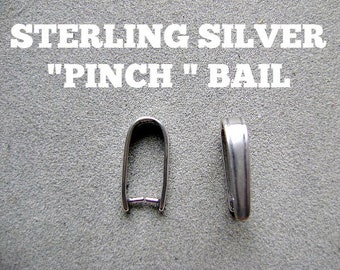 Pinch Bail Sterling Silver Pendant 2 SIZES .925 12x5mm yel hrt