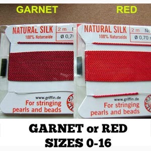 SILK Thread Garnet Or RED Griffin Needle Choose Size 2 Meter Quality Pearl String German