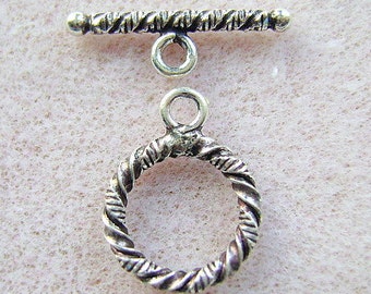 CLASP Toggle 1 Strand STERLING Silver Closure Rope Round Medium