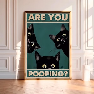 うんちサイン面白い黒猫ポスター、高品質キャンバスプリント、ウォールアート、部屋の装飾、ギフト用のアートポスター、フレームなし