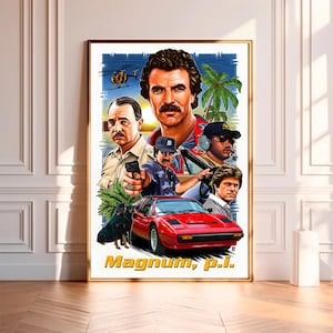 Magnum PI - Filmposter, hochwertige Leinwanddruck, Wandkunst, Raumdekor, Kunstposter für Geschenk ohne Rahmen