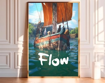 Flow--Movie Poster,High Quality Canvas Print, Wall Art, Room Decor, Art Poster For Gift Unframed