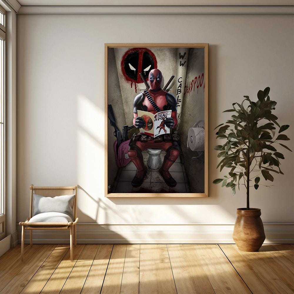Deadpool Stool Deadpool Toilet Newspaper Canvas Print: Funny Movie Wall Art - Etsy