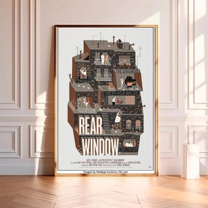 Heckfenster - Filmplakat, hochwertige Leinwanddruck, Wandkunst, Raumdekor, Kunstplakat für Geschenk ohne Rahmen