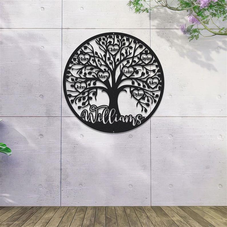 Personalized Tree of Life Metal Wall, Custom Family Name Tree Sign ...