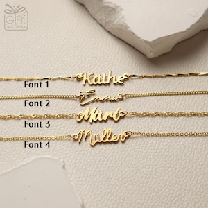 Personalized German Name Necklace, Custom 18K Gold Name Necklace, German Necklace, Geschenk für Frau, Mother's Day Gift, Dainty Gift for Her