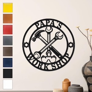 Personalized Metal Work Shop Sign, Father&#39;s Day Sign, Birthday Gift for Papa Christmas Gift, Garage Home Decor Man Cave Decor, Workshop Gift