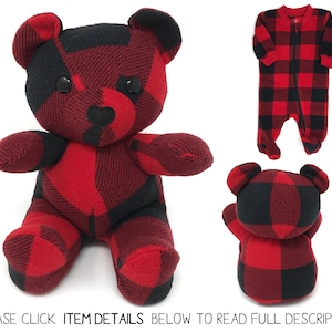 Keepsake Memory Bear custom made from baby clothes, adult clothing image 1