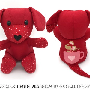 Keepsake Memory Puppy Dog stuffed animal made from your baby sleepers, baby clothes, adult clothing, hospital blanket, year of the dog