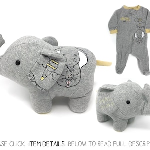 Keepsake Memory Elephant custom made from baby clothes, adult clothing, blankets image 1