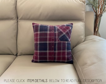 Keepsake Memory Pillow Cover custom made from your shirt, memorial gifts, in memory of, made from clothes, t-shirt, blankets, flannel shirt