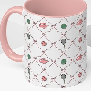 Tennis Mug, Sporty Coffee Cup for Tennis Players, Tennis Lover Gift, Girly Tea Mug, Tennis Tournament Souvenir, Tennis Themed Kitchen Decor