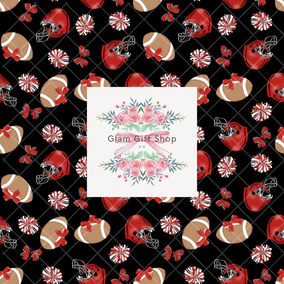 Football Cheer Seamless Pattern: Sublimation, Fabric, Scrapbook (PNG ...