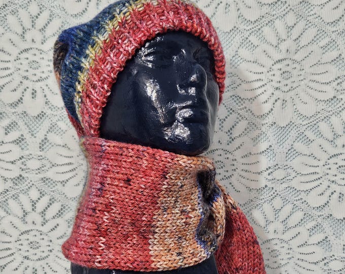 174-Long stocking knitted hat Sunset beach 50"matching tassel