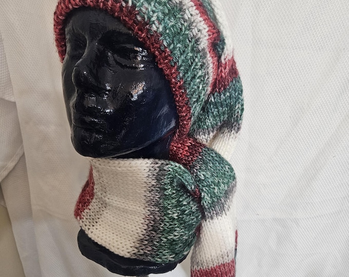 120-Yuletide and white long stocking hat with pom pom 55"