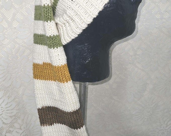 173- Long stocking hat Ivory with Linage 45" with matching tassel