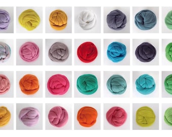 May include: A collection of 40 yarn balls in various colors, including beige, purple, yellow, white, gray, pink, red, blue, green, and orange. The yarn balls are arranged in a grid pattern on a white background.
