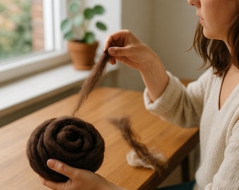 Pure Yak down Roving/Combed Tops/Spinning/Carding/Natural Brown/Versatile Yarns Fibers