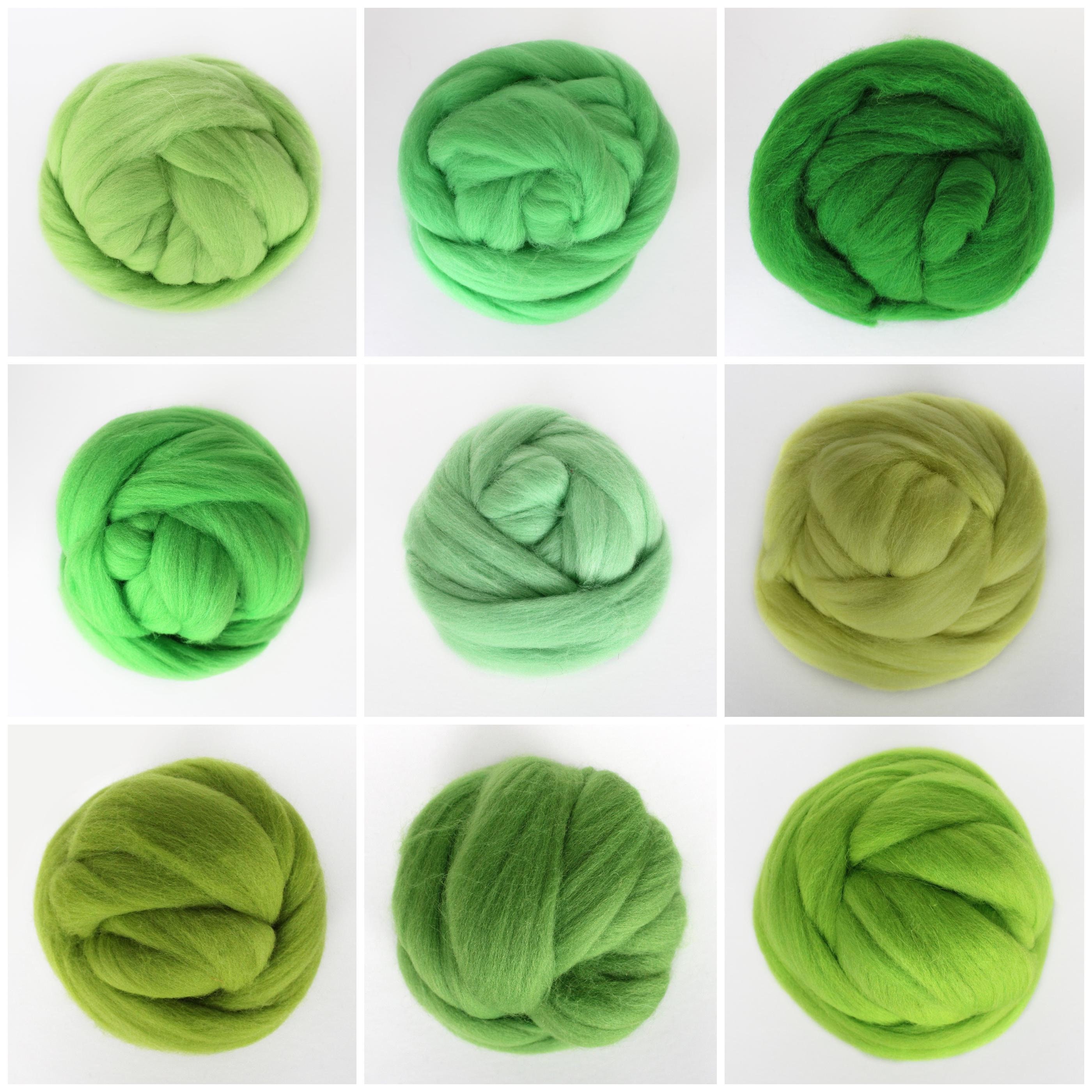 110 colors stock 100% Merino Wool Roving/Felting Tops/Spinning Tops/Green series /9 colors