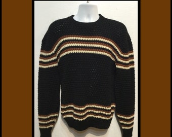 TOWNCRAFT Vintage long length multi-colored geometric gray pink sweater sz XL