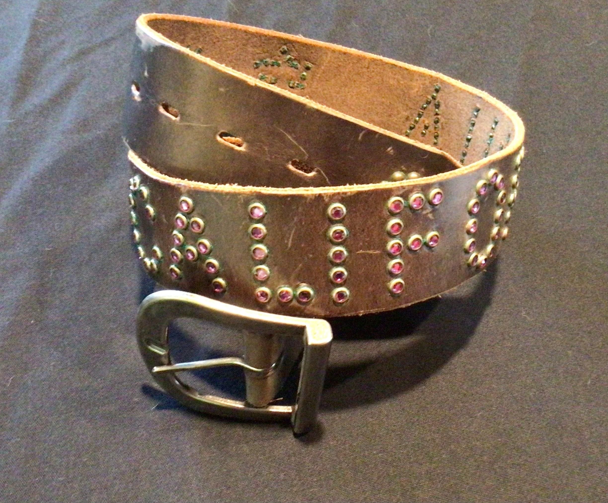 J045 1940's Style Brown Leather Studded Rockabilly Western Biker