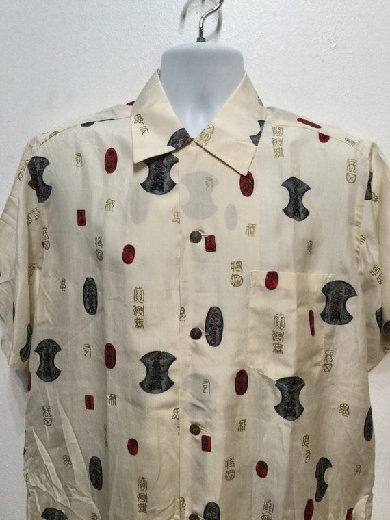 Vintage 1940s/50s silk Hawaiian shirt dead stock/… - image 6