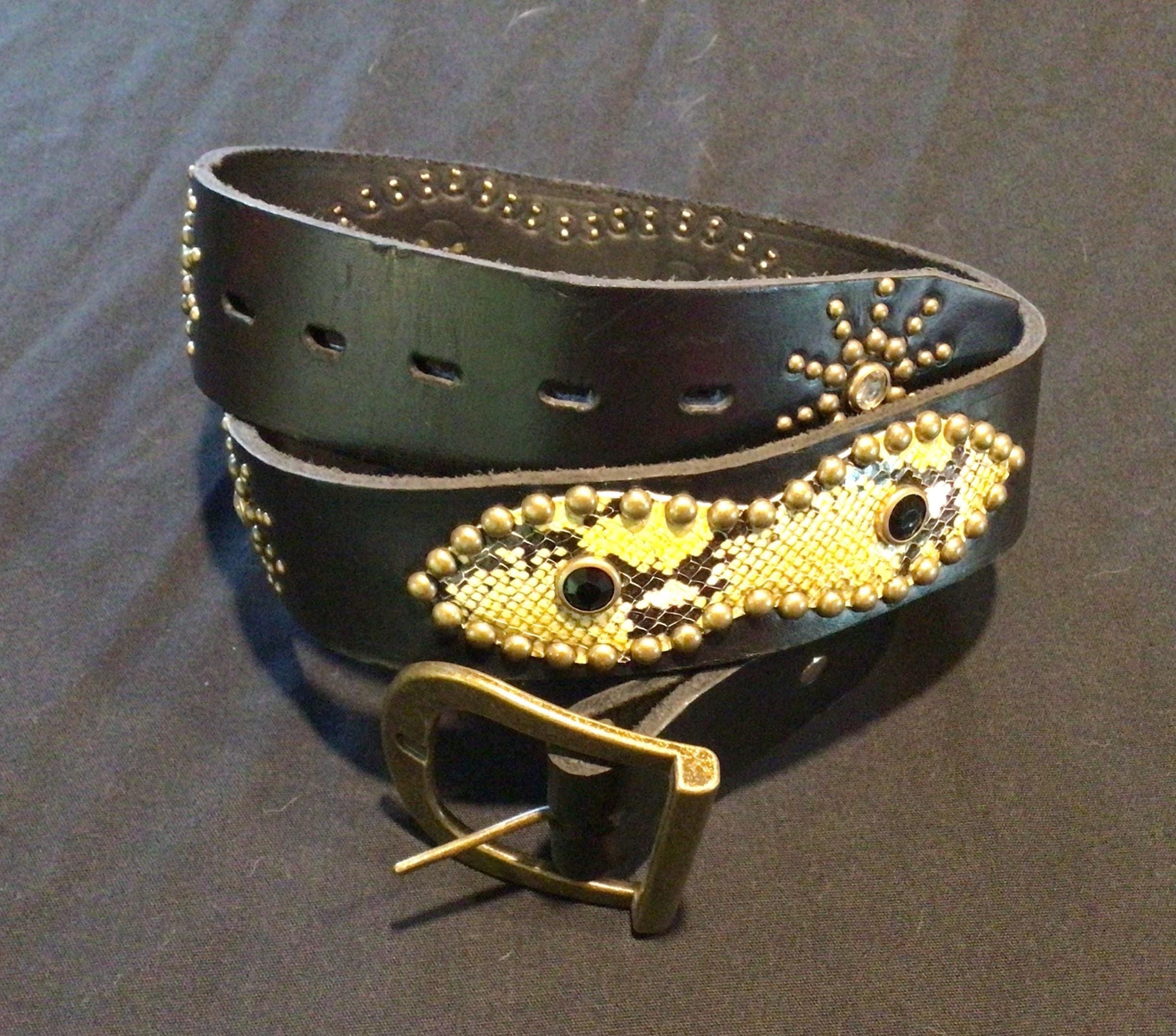 J046 1940's Style Black Leather Studded Rockabilly Western Biker