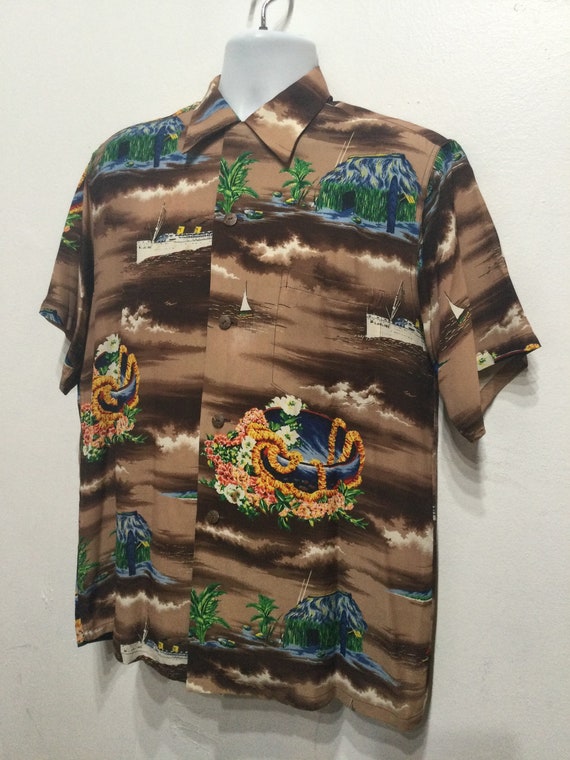 Vintage 1950s rayon Hawaiian shirt by Hale Hawaii… - image 10
