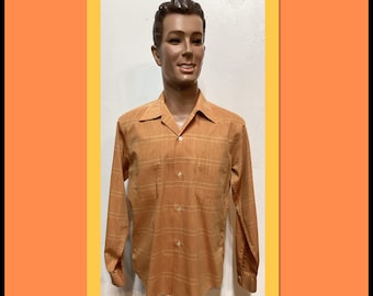 Vintage 1950's/60's plaid loop collar shirt by Town Topic. Size medium 15-15 1/2