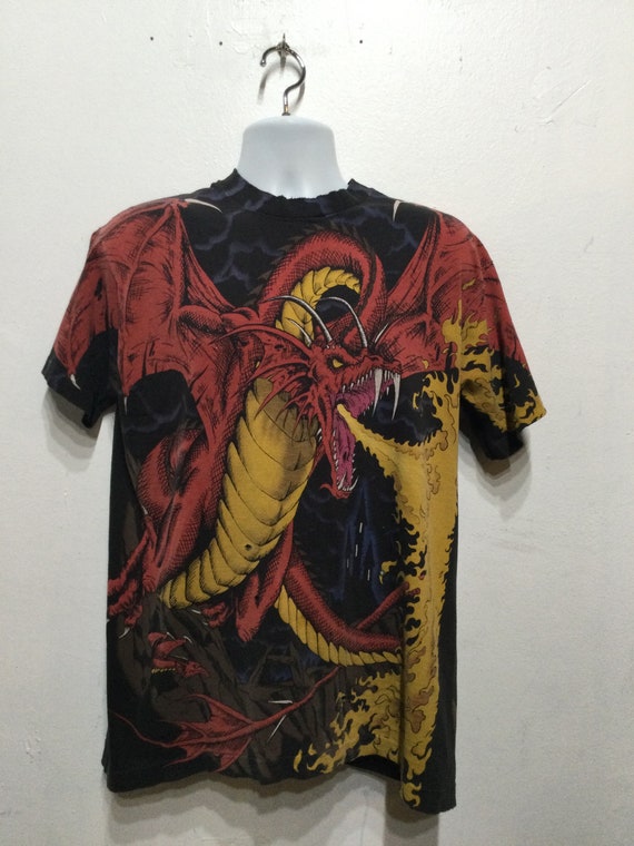 Vintage 1990's original dragon print tee by Liqui… - image 5