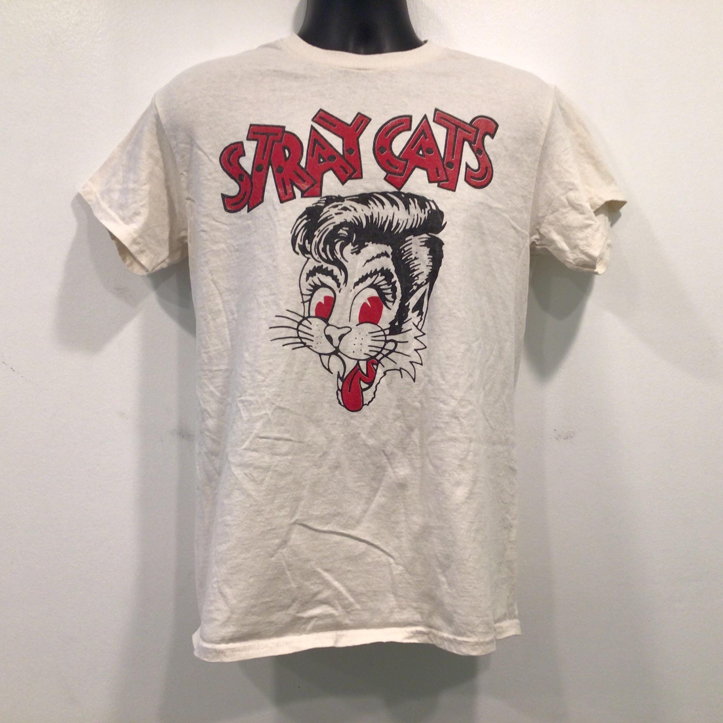 ヴィンテージプリントのストレイキャッツTシャツ、サイズS/M…j762