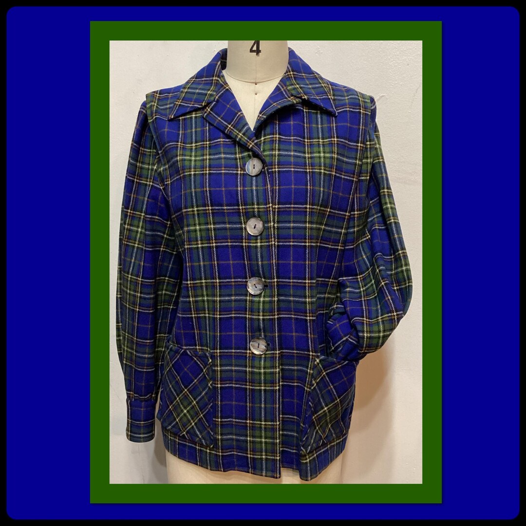 WV032 Vintage 1940's/50's Plaid Wool Women's 49'er Jacket by
