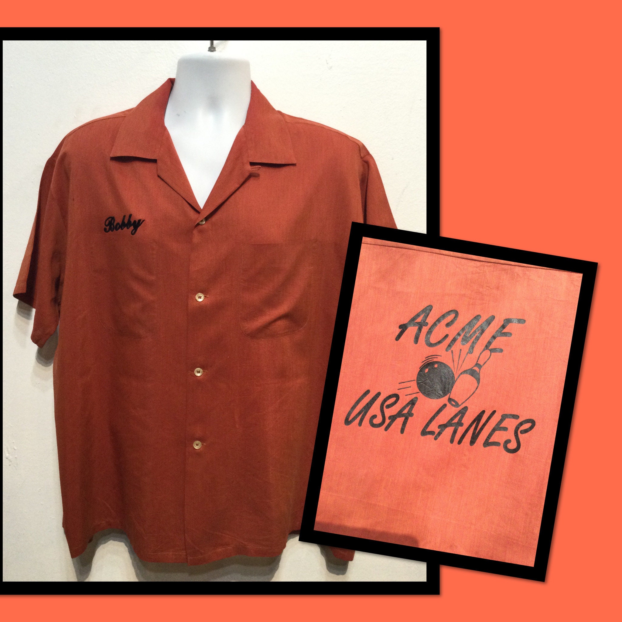 Vintage 1950s/60s Rayon Bowling Shirt 