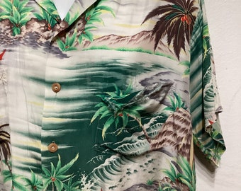 HS231 1950年代ヴィンテージ レーヨン ハワイアンシャツ（Pali製、現状