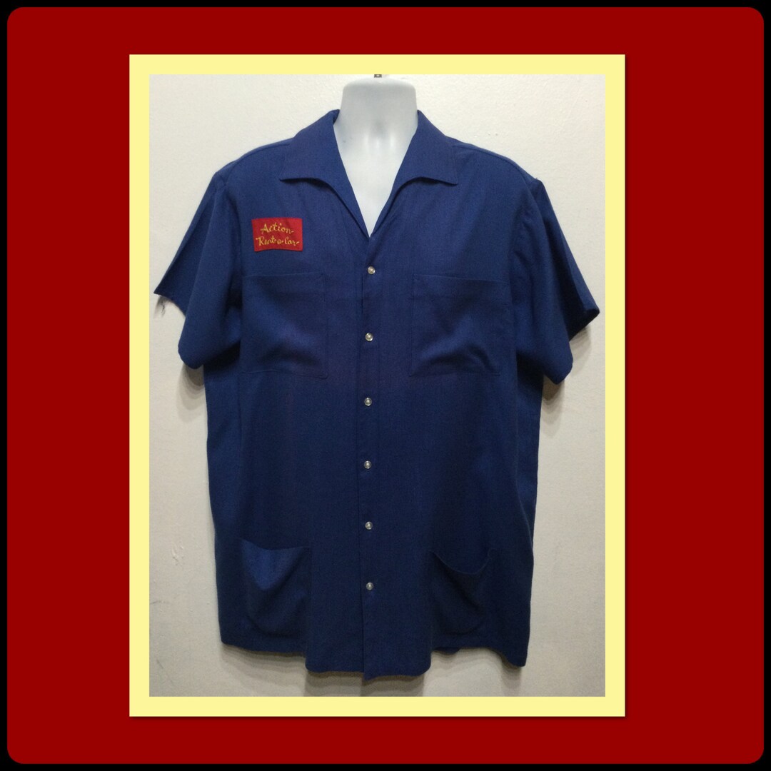 Vintage 1950s/60s action Rentacar Rare Bowling Shirt by Kingpin Size XX Large Etsy