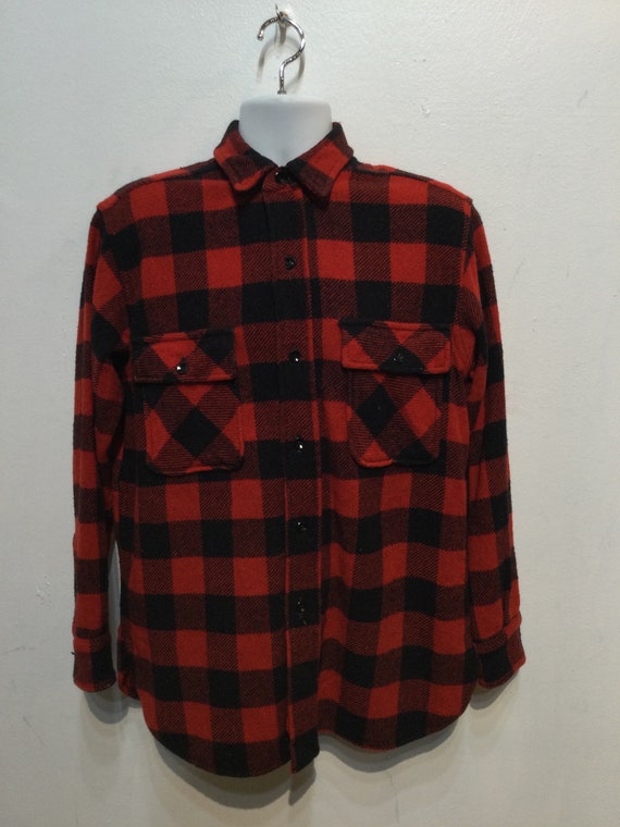 Vintage 1950s Wool Buffalo Plaid Shirt by Towncra… - image 2