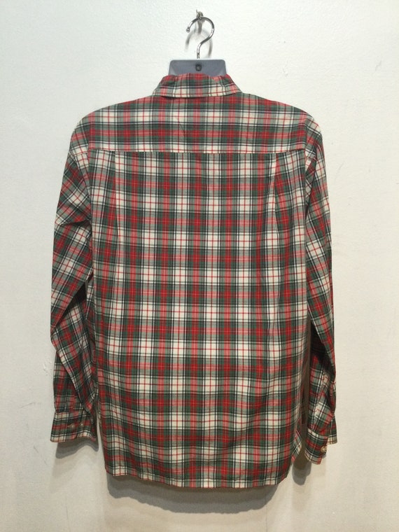 Vintage 1950s cotton plaid loop collar shirt size… - image 5