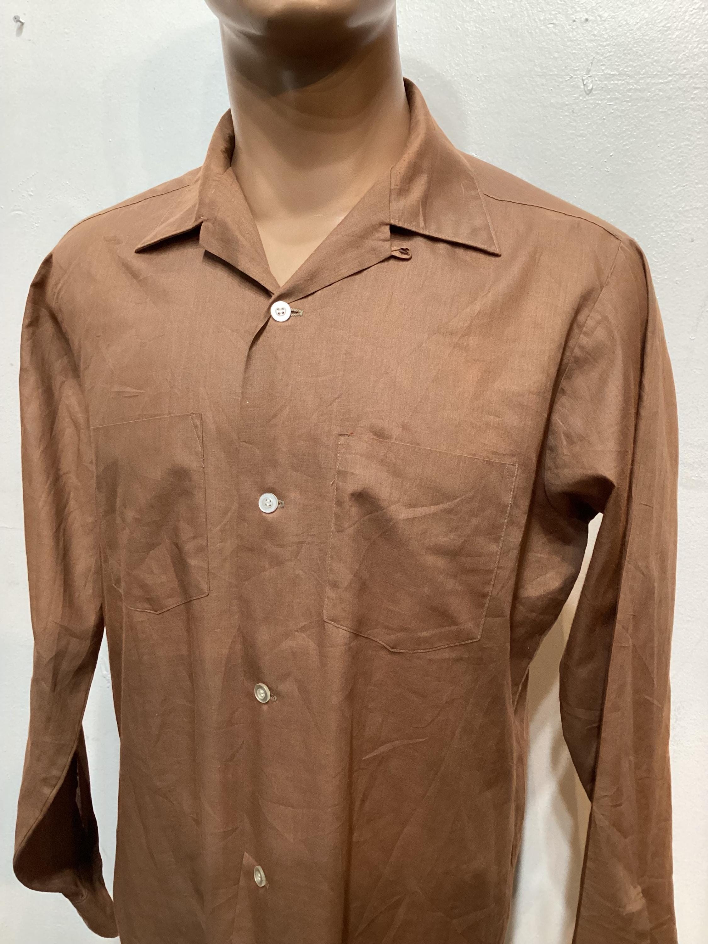 まさる　50s Van Heusen ボーリングシャツ 古着 50s Van Heusen 無地 ソリッド ハンドステッチ 開襟 ボックス