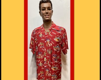 HS466  1940's vintage reproduction rayon short sleeve Hawaiian shirt by Kona Bay