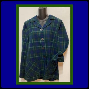 WV004 Vintage rutig ulljacka för damer från Pendleton, 49-tummare. Storlek medium