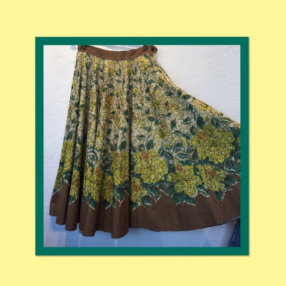 Vintage hand painted 1950s circle skirt